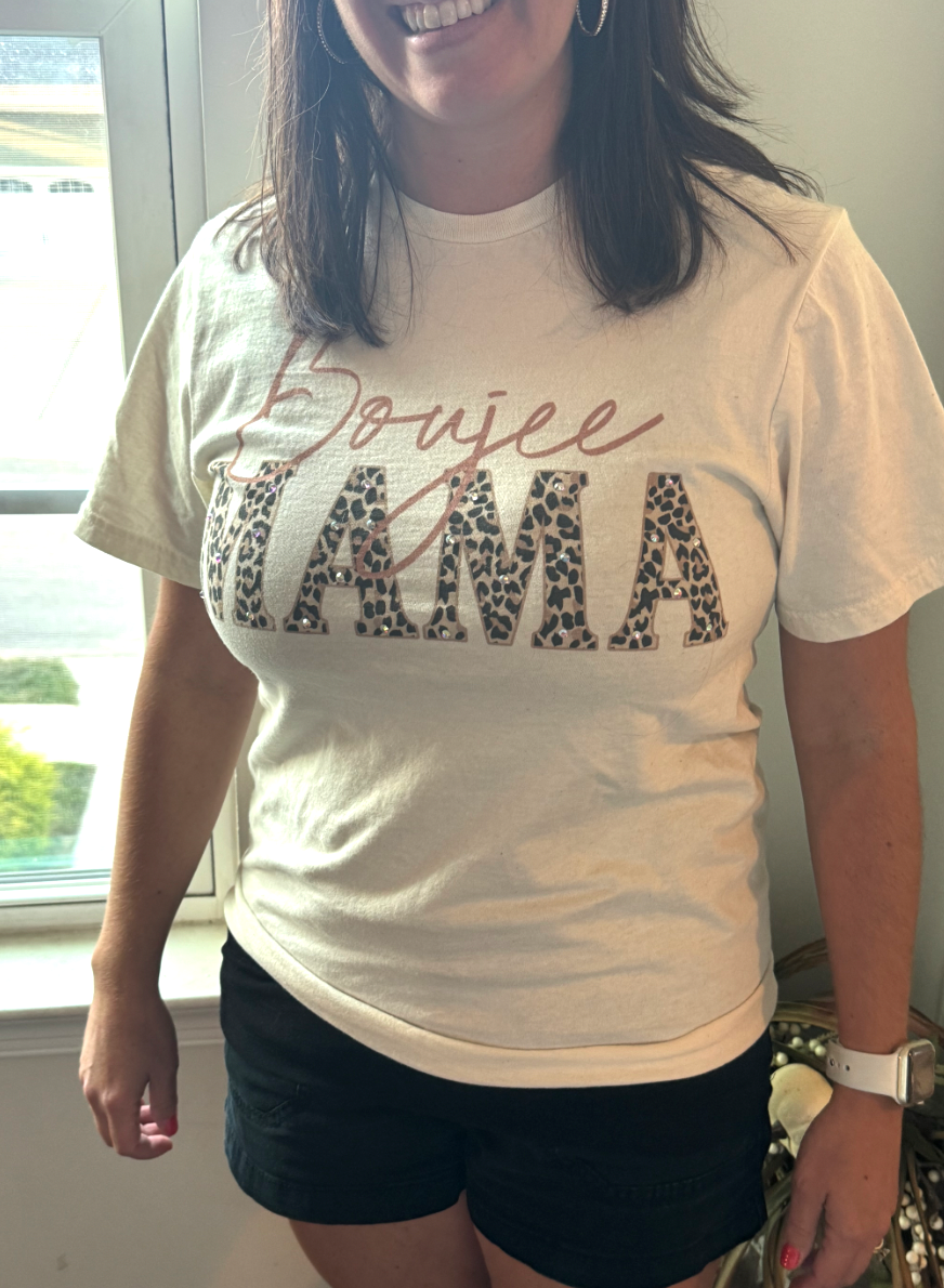 Boujee Mama Cheetah Bling Tee