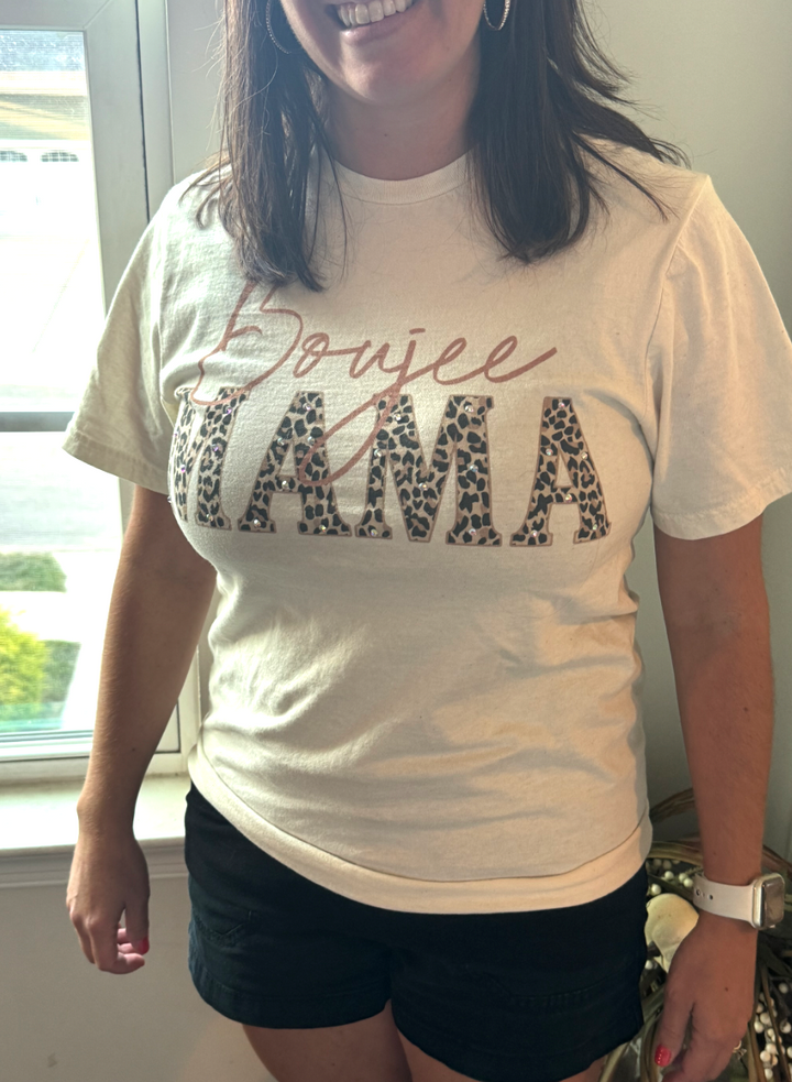 Boujee Mama Cheetah Bling Tee