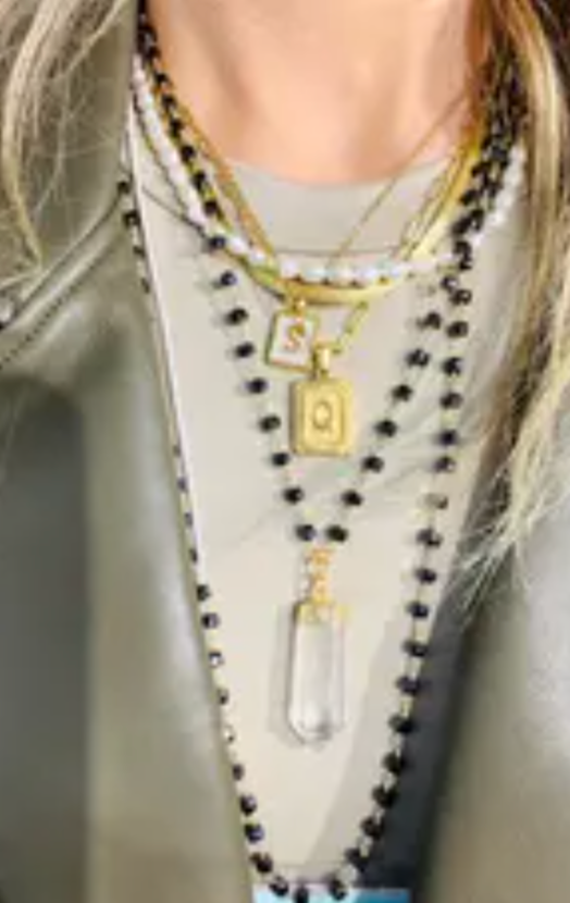 Frankie Pearl Letter Plate Necklace