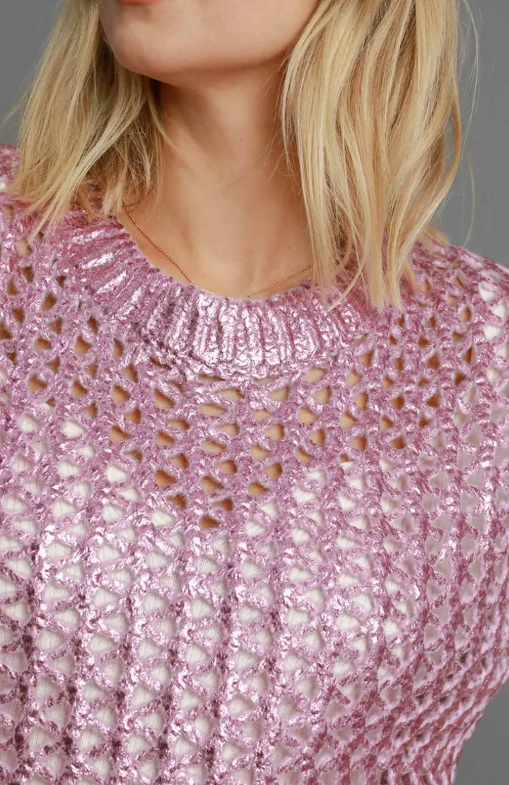 Rosette Metallic Pink Foil Sweater Vest