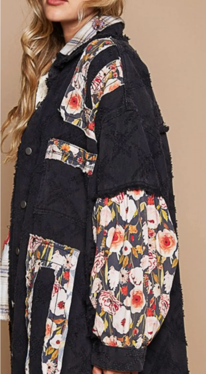 Boho Chic Black Floral Jacket by POL