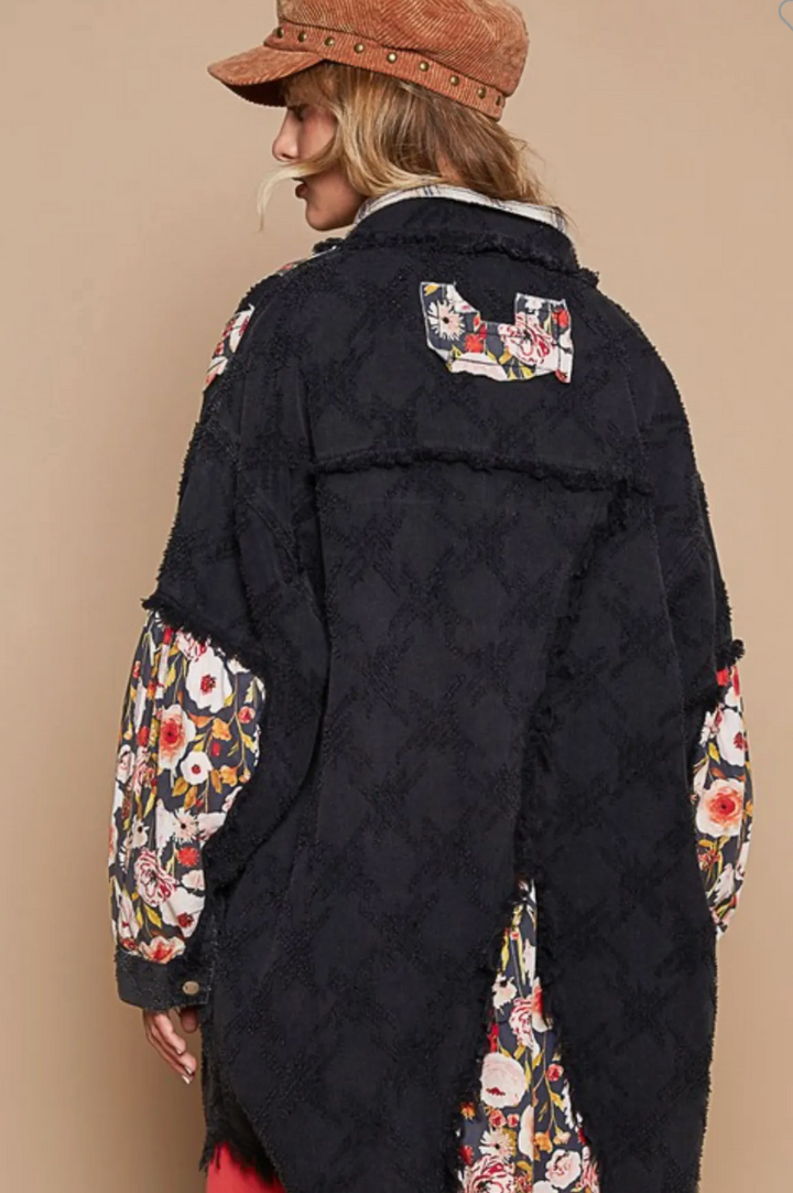 Boho Chic Black Floral Jacket by POL