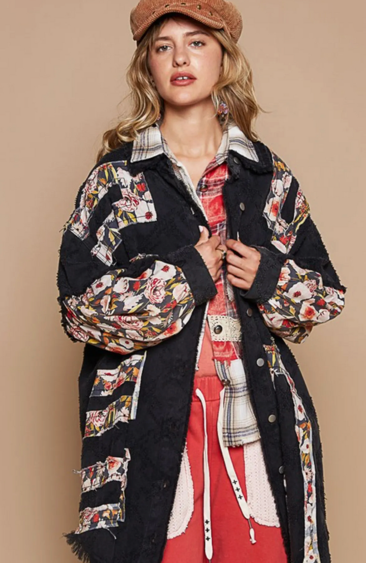 Boho Chic Black Floral Jacket by POL