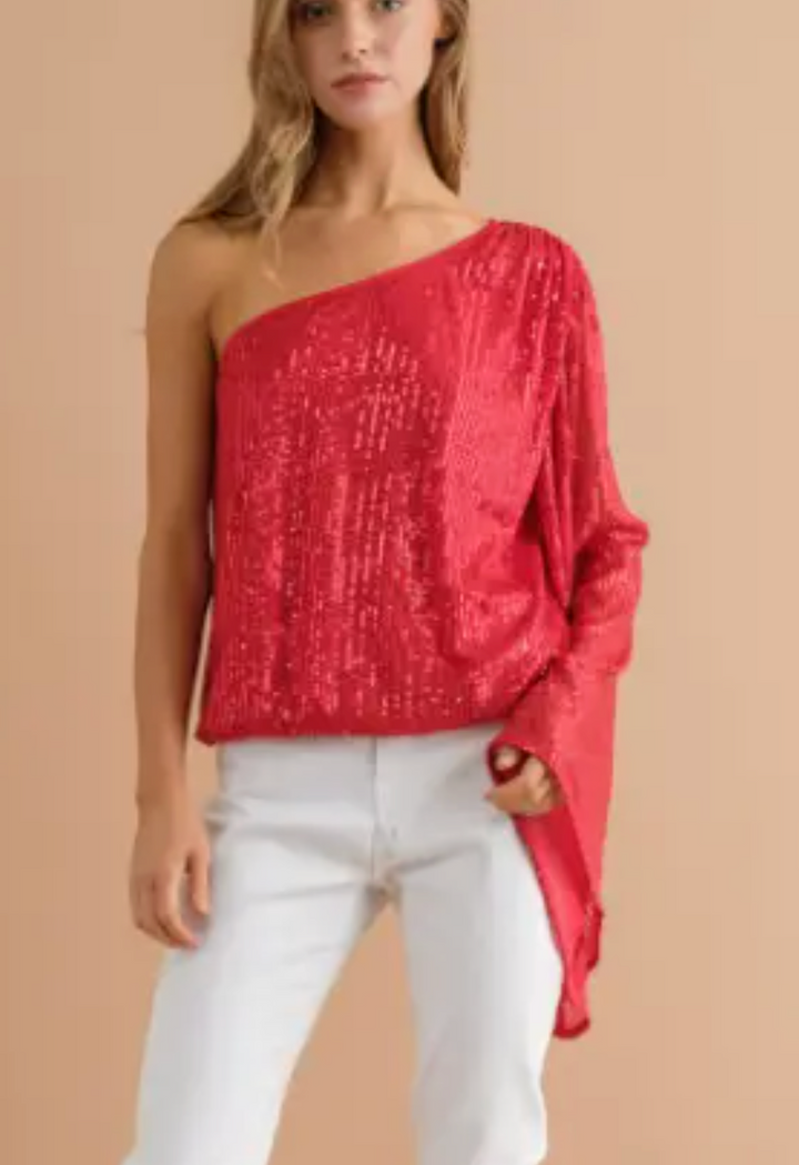 Red Hot One Shoulder Top