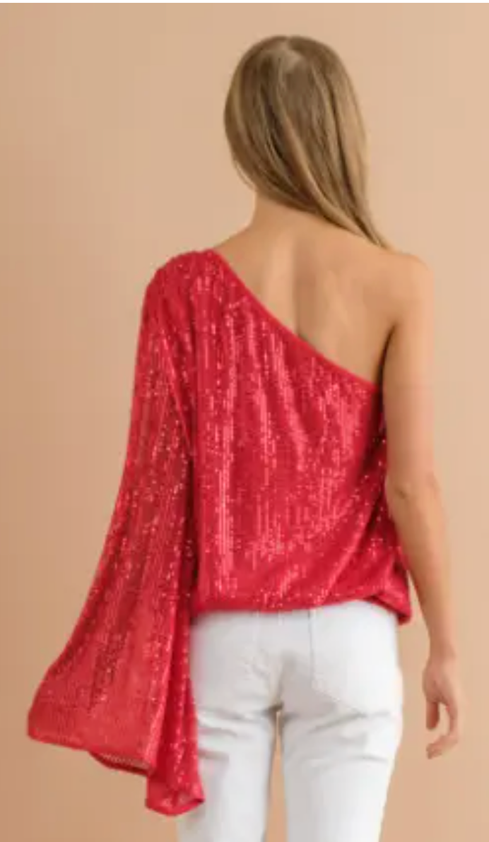 Red Hot One Shoulder Top