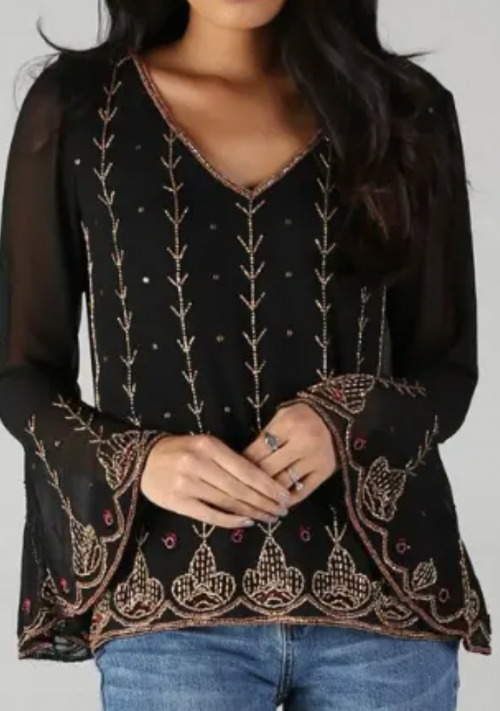 Luxe Beaded Bell Blouse