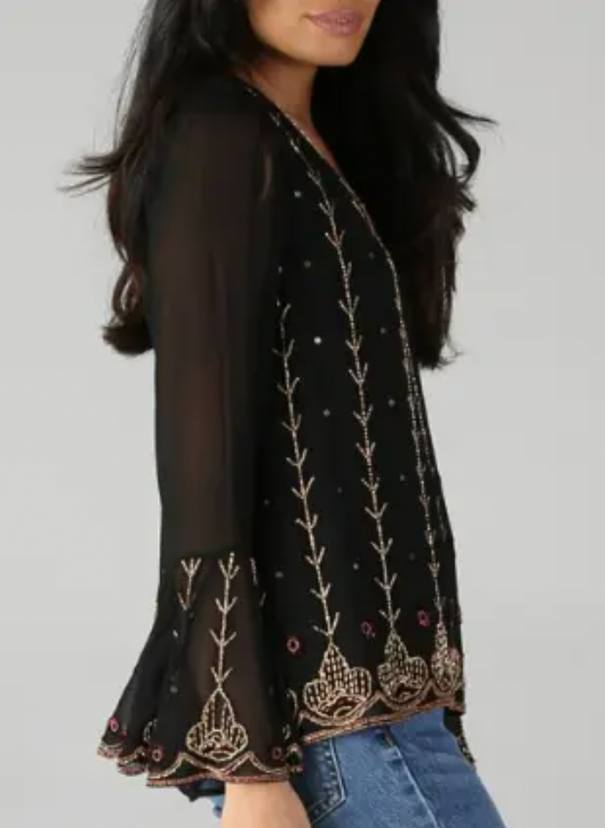 Luxe Beaded Bell Blouse