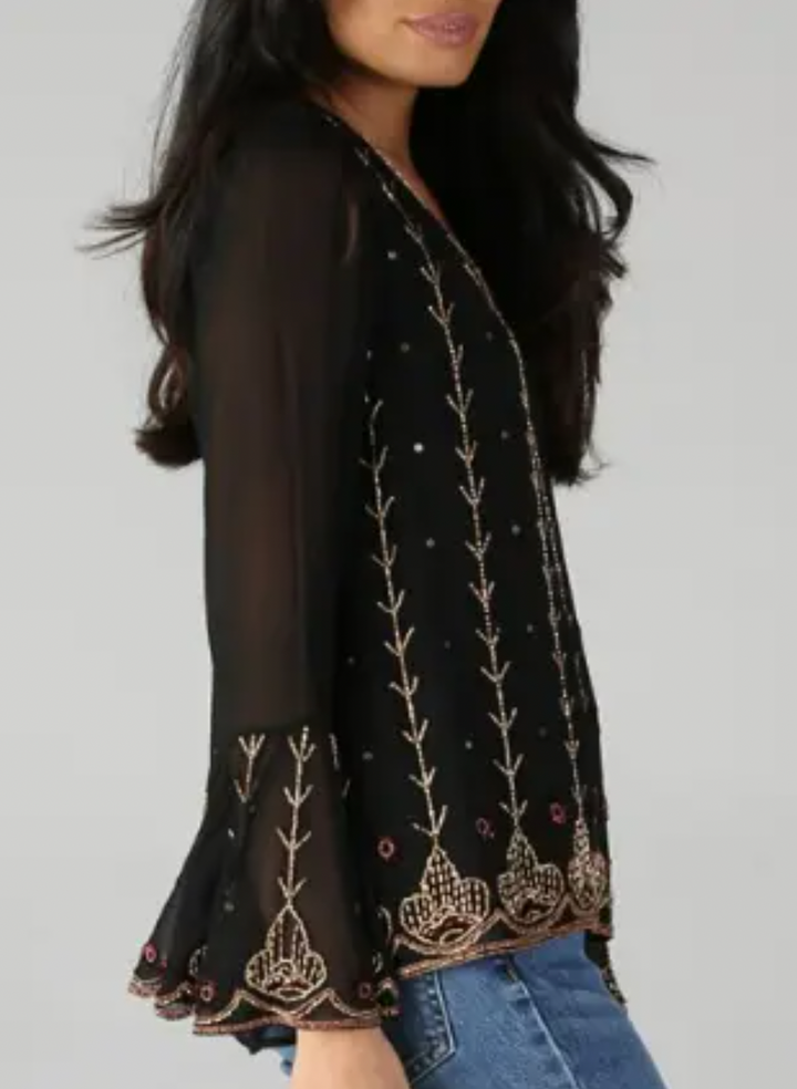 Luxe Beaded Bell Blouse