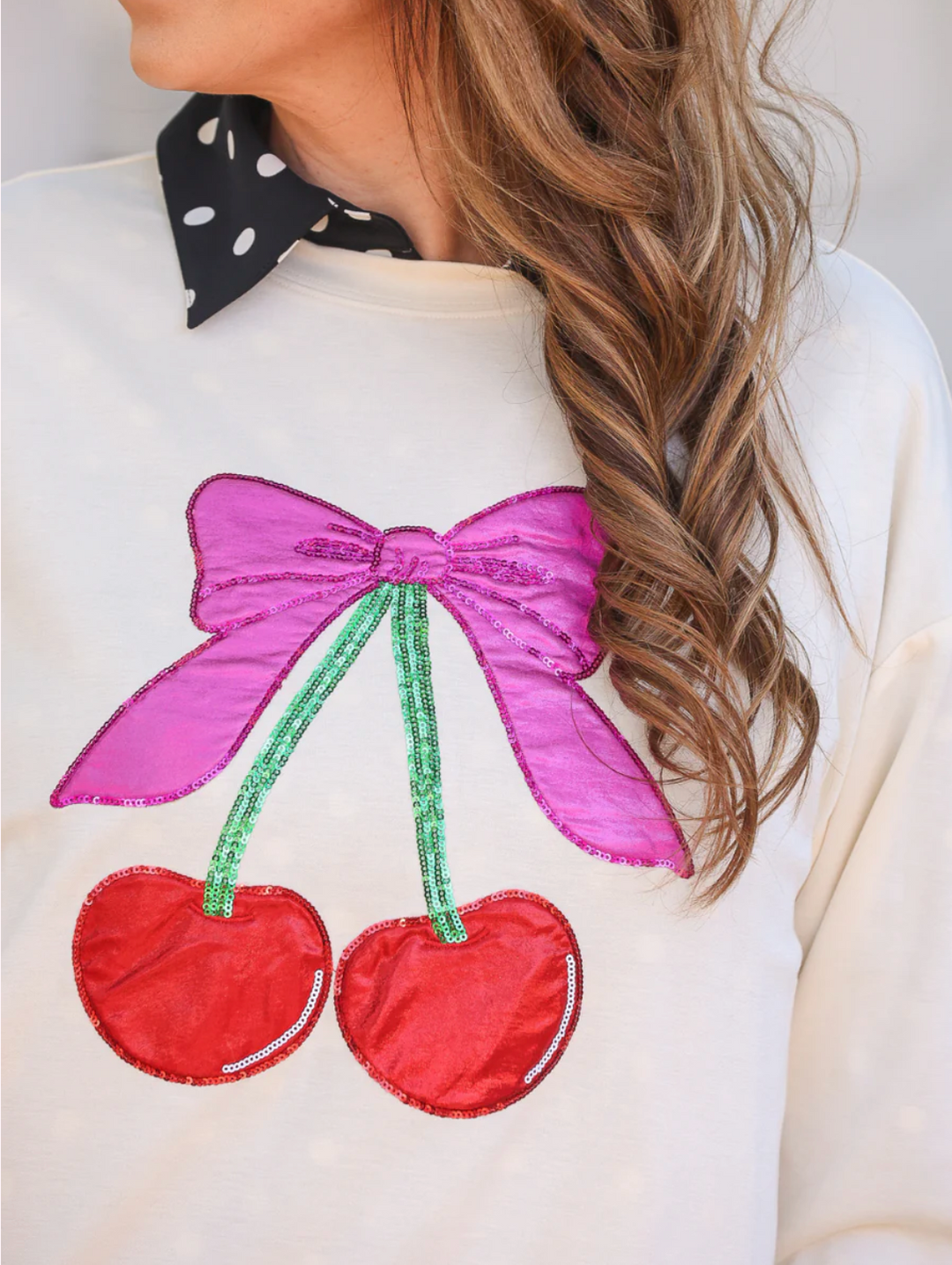 Cherry Bow Luxe Pullover