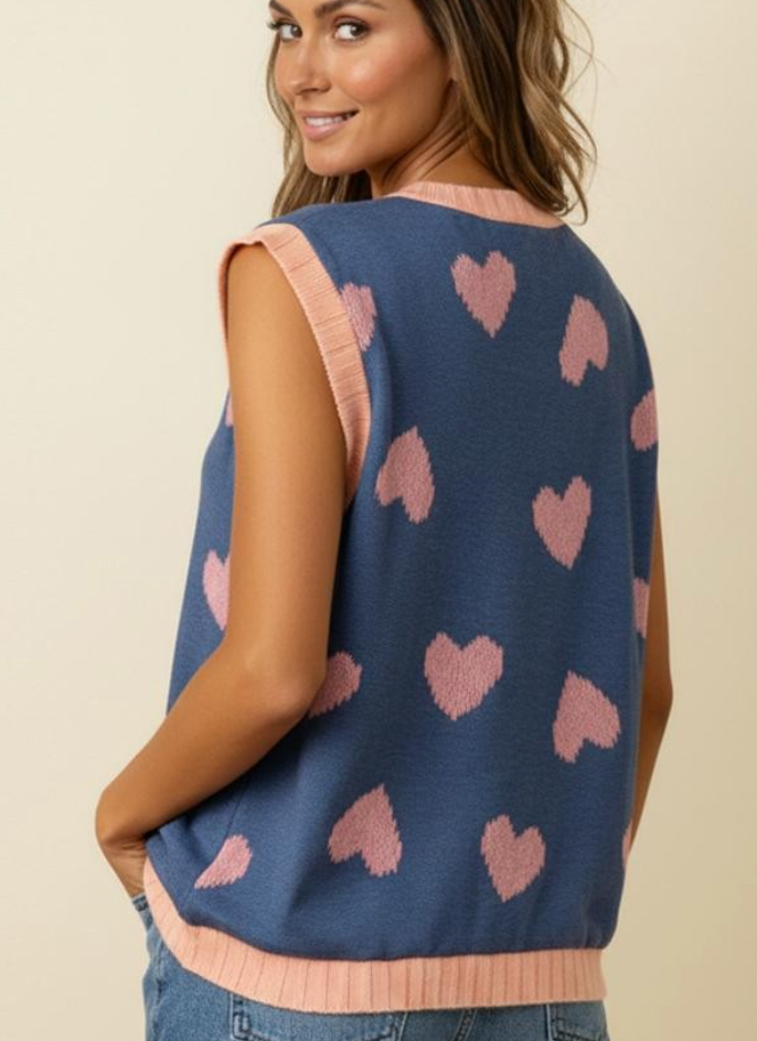 Heart to Heart Short Sleeve French Terry Vest