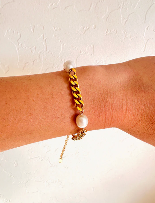 Cuban Chain and Pearl Bracelet