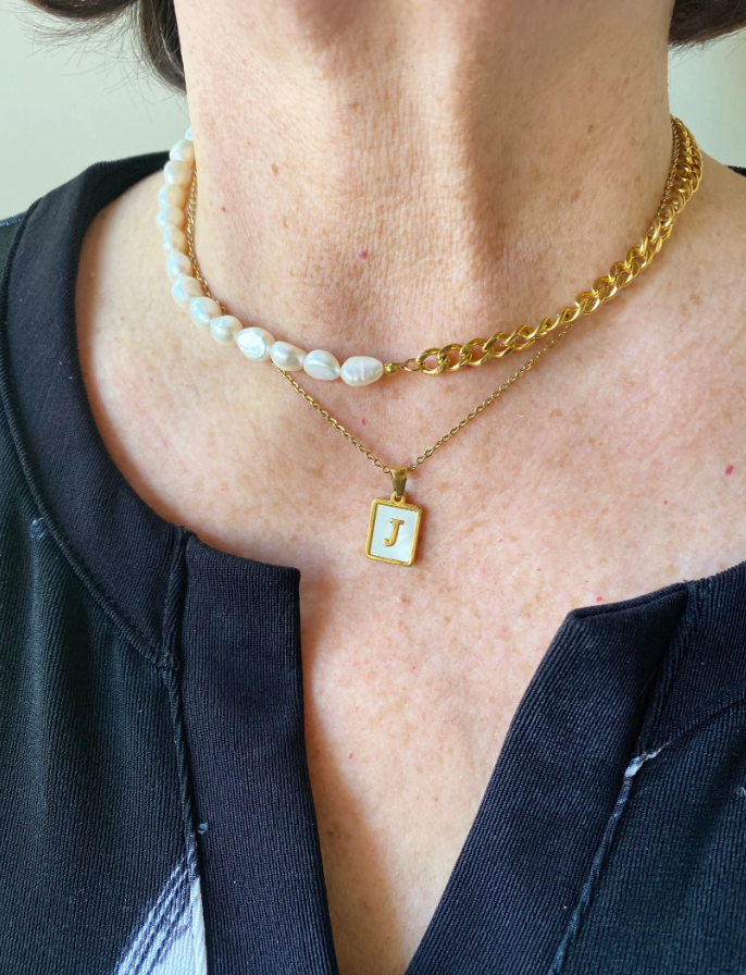 Lauren Modern Pearl and Chain Necklace