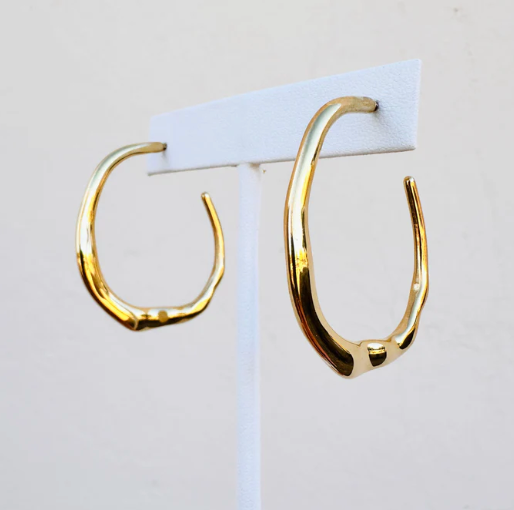 Gold Hammered Hoop Earrings