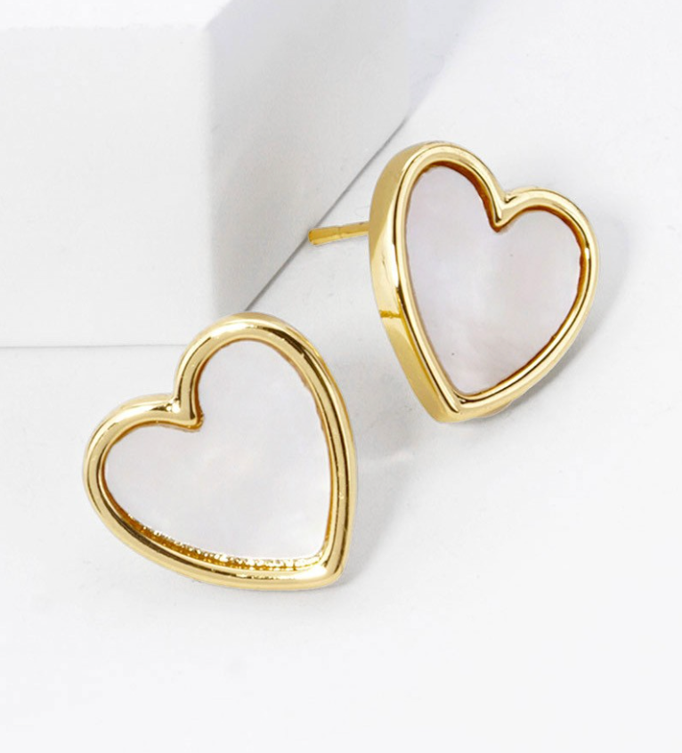 Gold Dipped Heart Stud Earrings