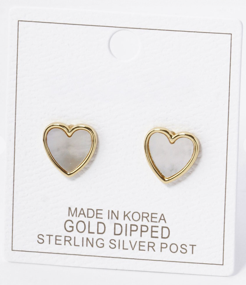 Gold Dipped Heart Stud Earrings