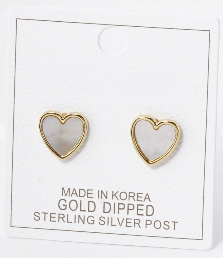 Gold Dipped Heart Stud Earrings