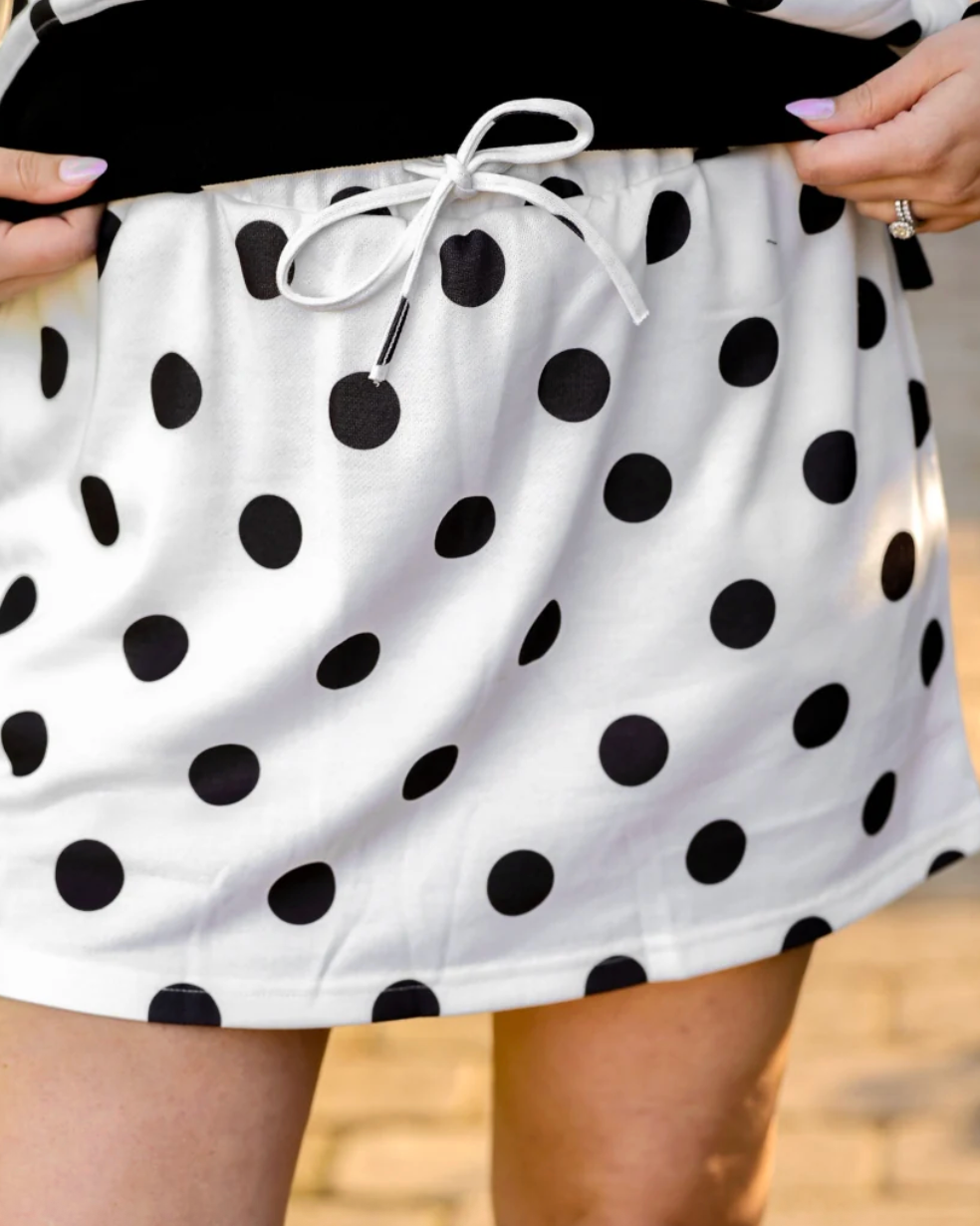 Printed Terry Polka Dot Skort Set