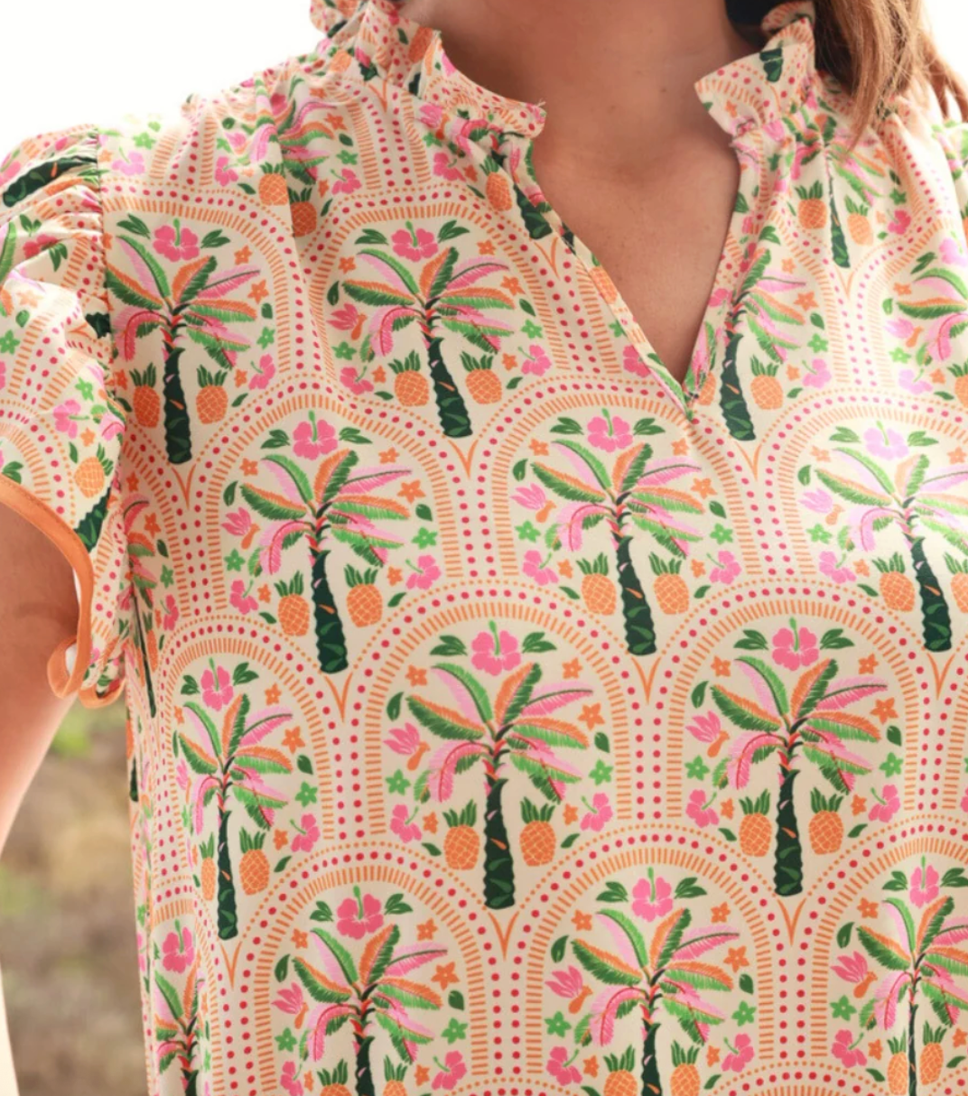 PREORDER- Eliza Ruffle Dress- Pineapple Isle