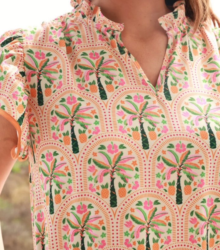PREORDER- Eliza Ruffle Dress- Pineapple Isle