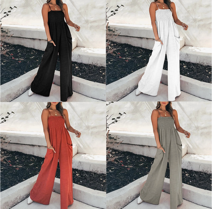 Trendy Casual Solid Color Sleeveless Jumpsuit (plus too)