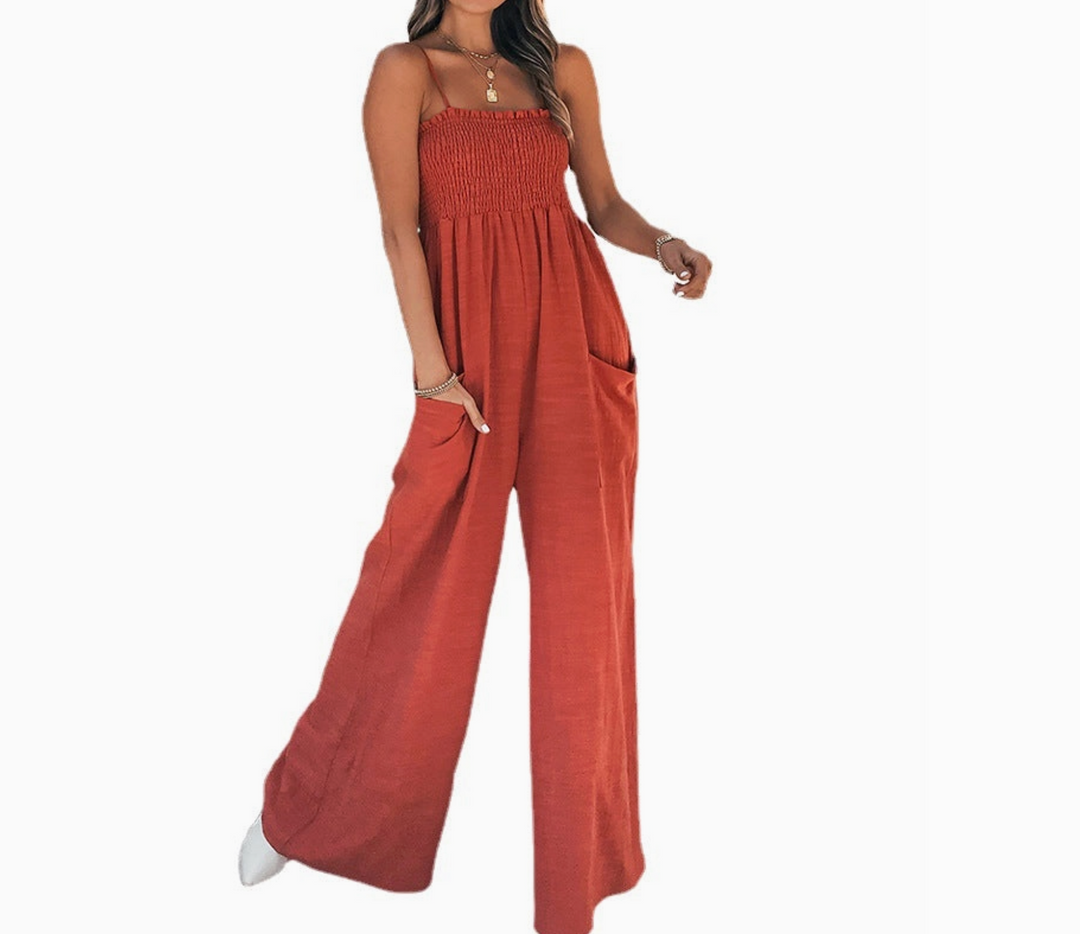 Trendy Casual Solid Color Sleeveless Jumpsuit (plus too)
