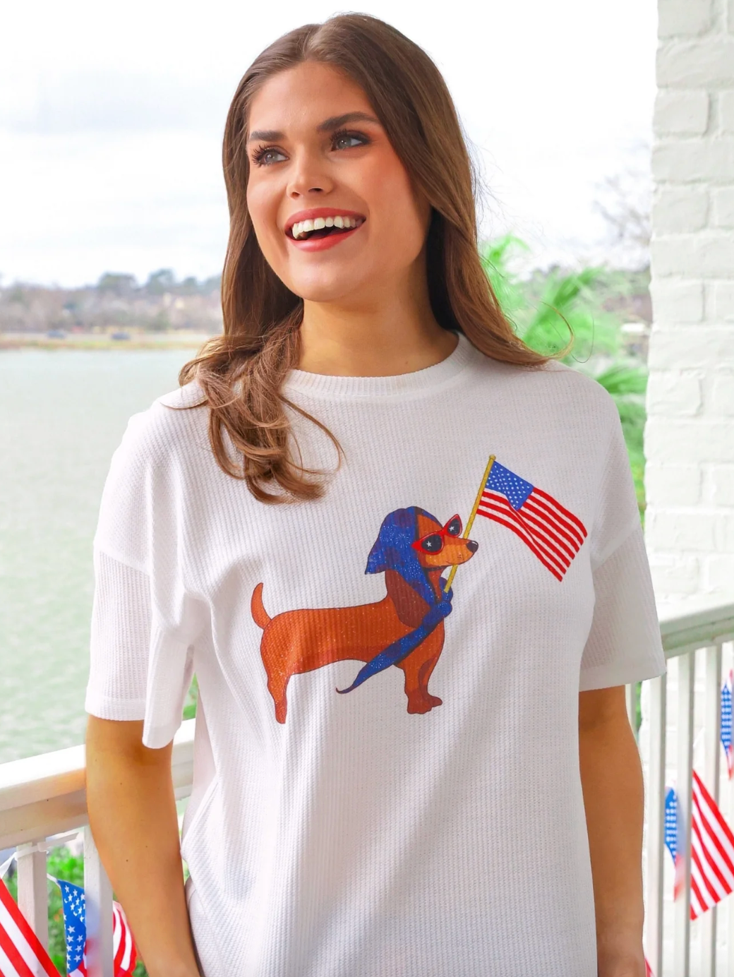 Patriotic Pup Waffle Tee