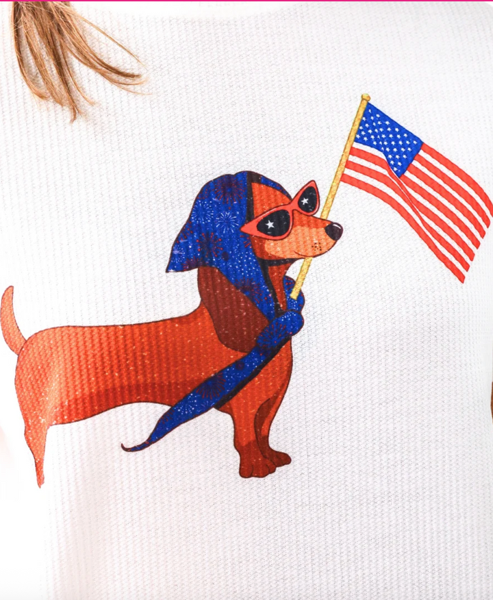 Patriotic Pup Waffle Tee