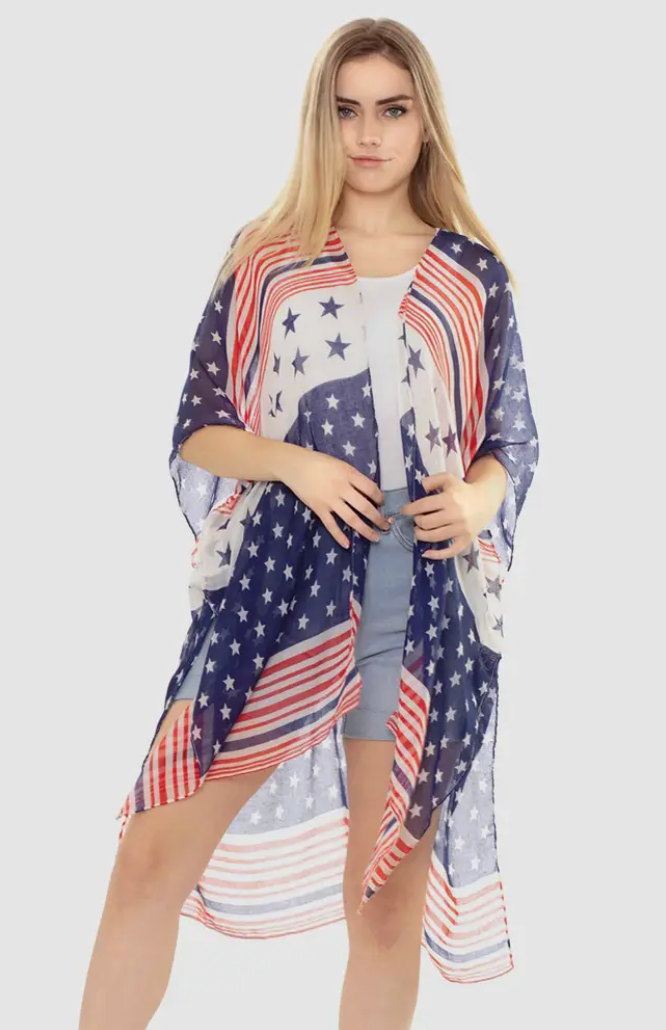 American Flag Multi Striped Summer Kimono