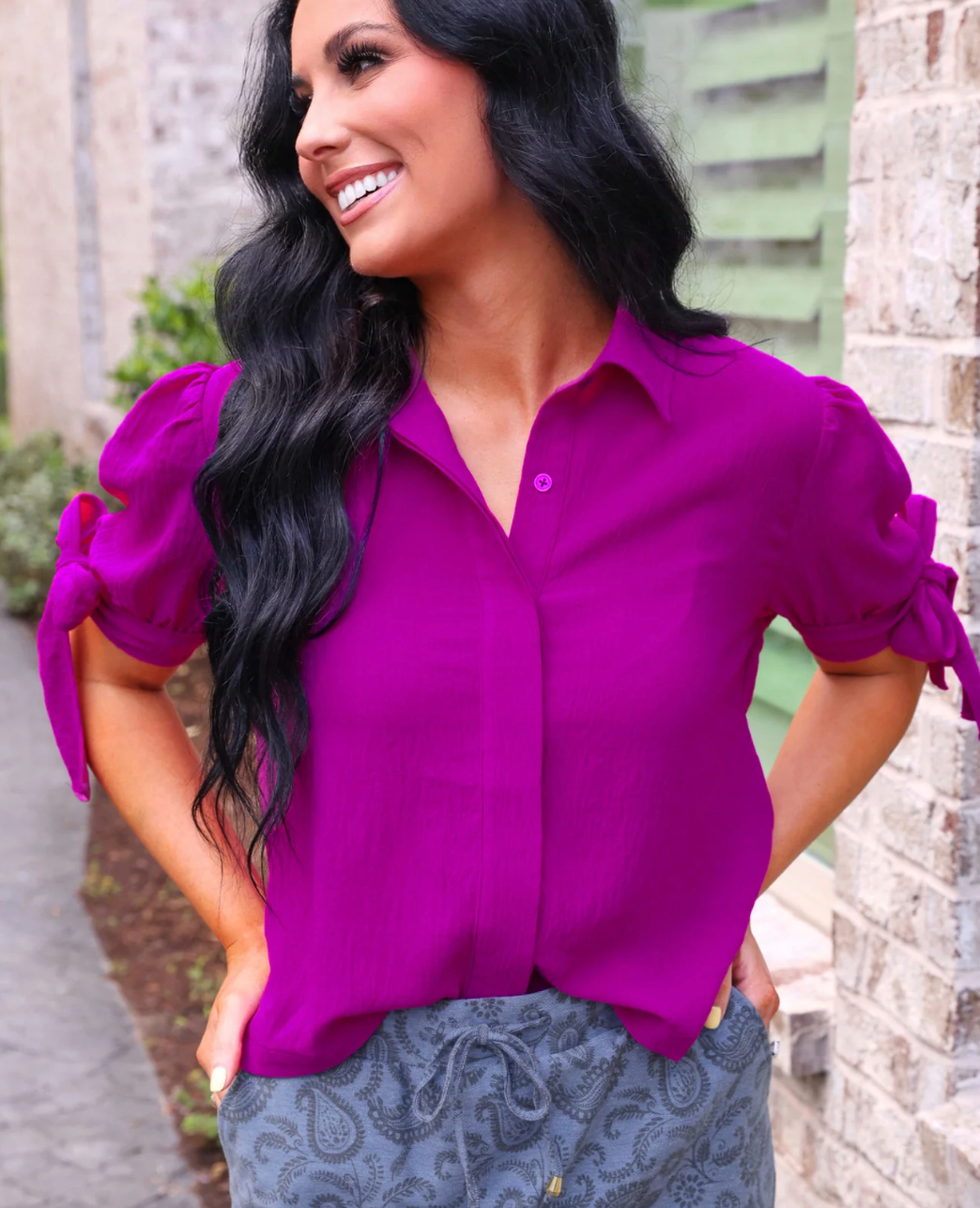 PREORDER- Lainey Tie Sleeve Top (4 COLORS)