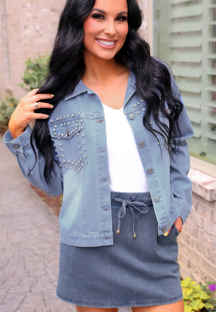 PREORDER- Stella Rhinestone Denim Jacket
