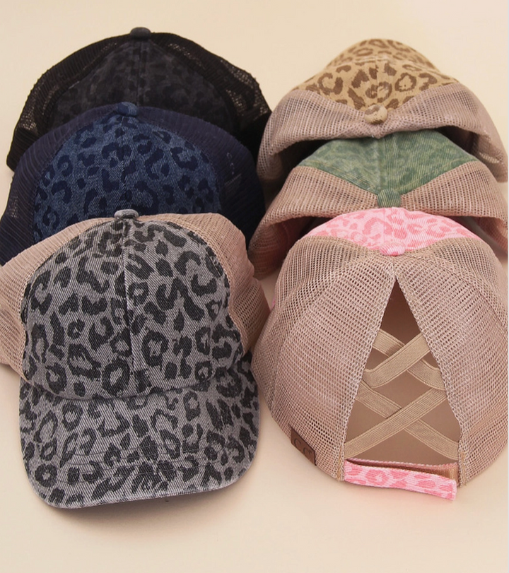 C.C Leopard Pattern Ponytail Baseball Cap/Hat