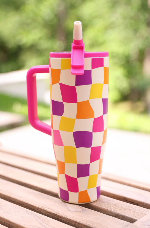 PREORDER- Groovy Checkered Sleek Tumbler