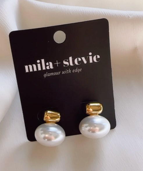 Dainty Pearl and Gold Stud Earrings