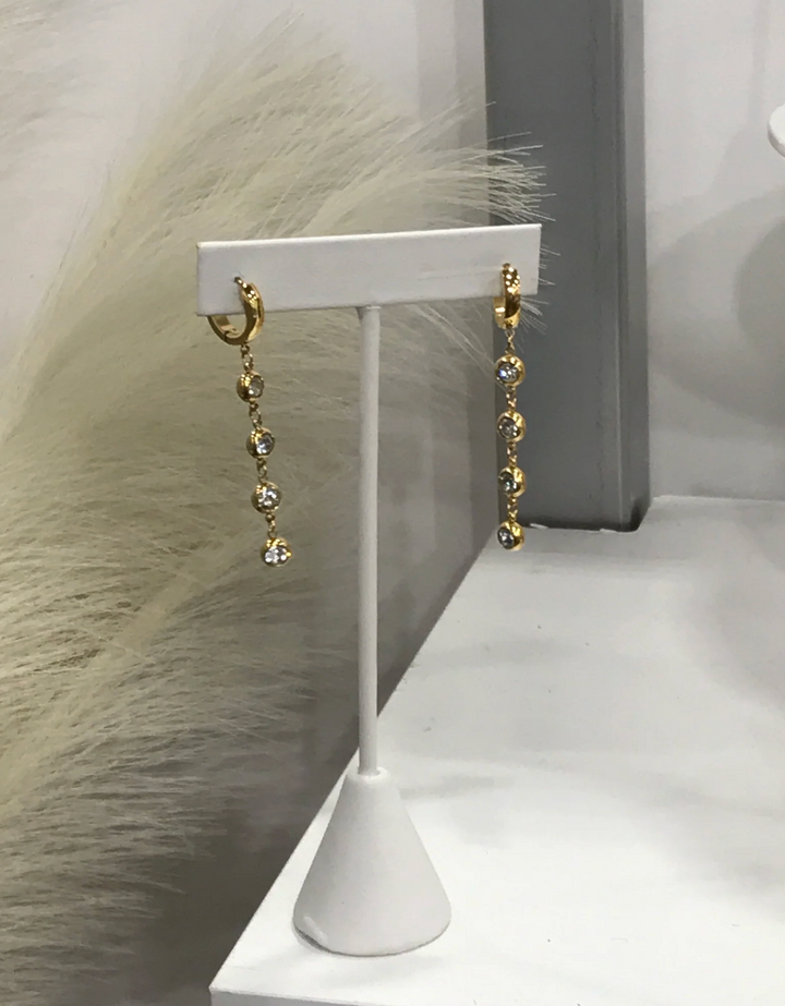 Dainty CZ Strand Earrings Long