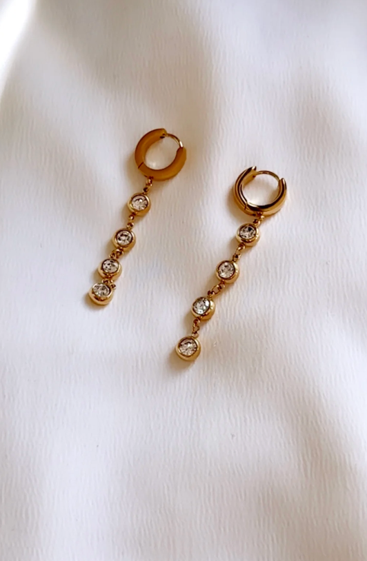 Dainty CZ Strand Earrings Long