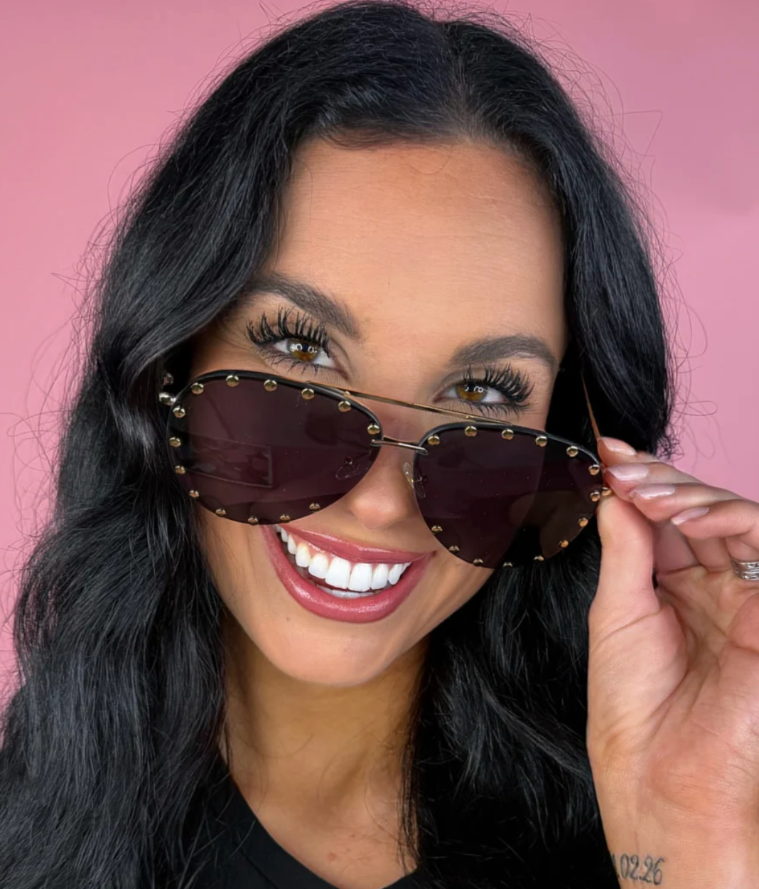Showstopper Studded Aviator Sunglasses
