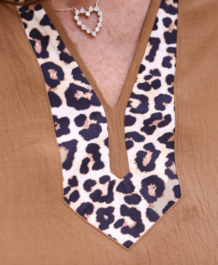 PREORDER- Ava Flutter Sleeve Blouse- Safari Chic