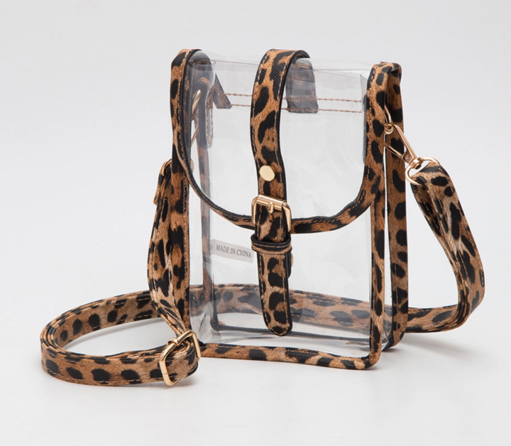 Clear Faux Leather Belt Buckle Crossbody Bag