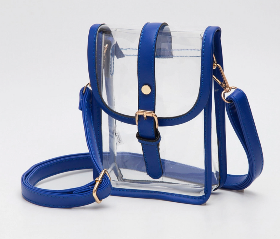 Clear Faux Leather Belt Buckle Crossbody Bag