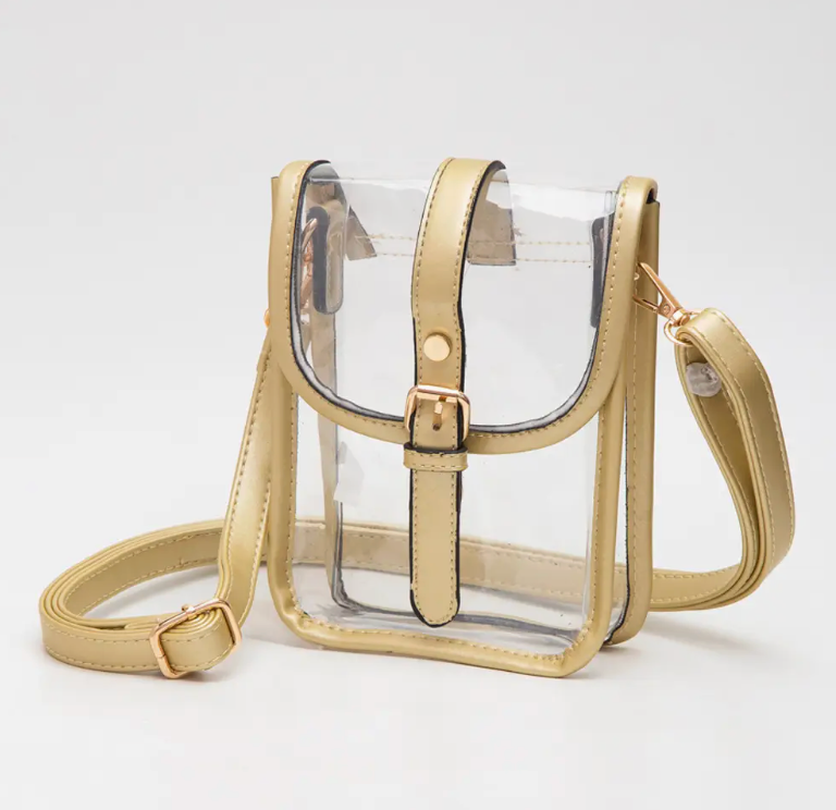 Clear Faux Leather Belt Buckle Crossbody Bag