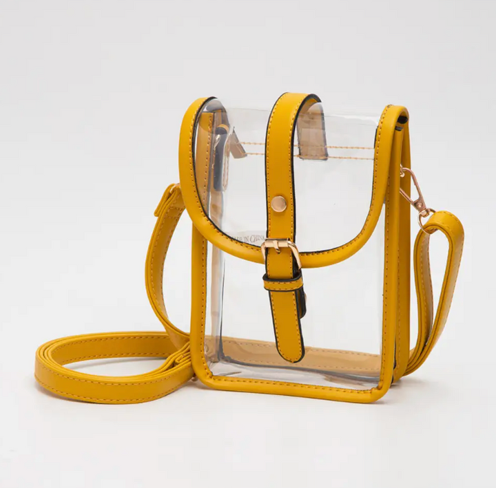 Clear Faux Leather Belt Buckle Crossbody Bag
