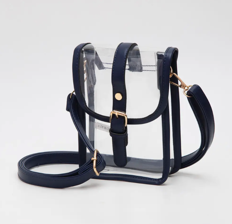 Clear Faux Leather Belt Buckle Crossbody Bag