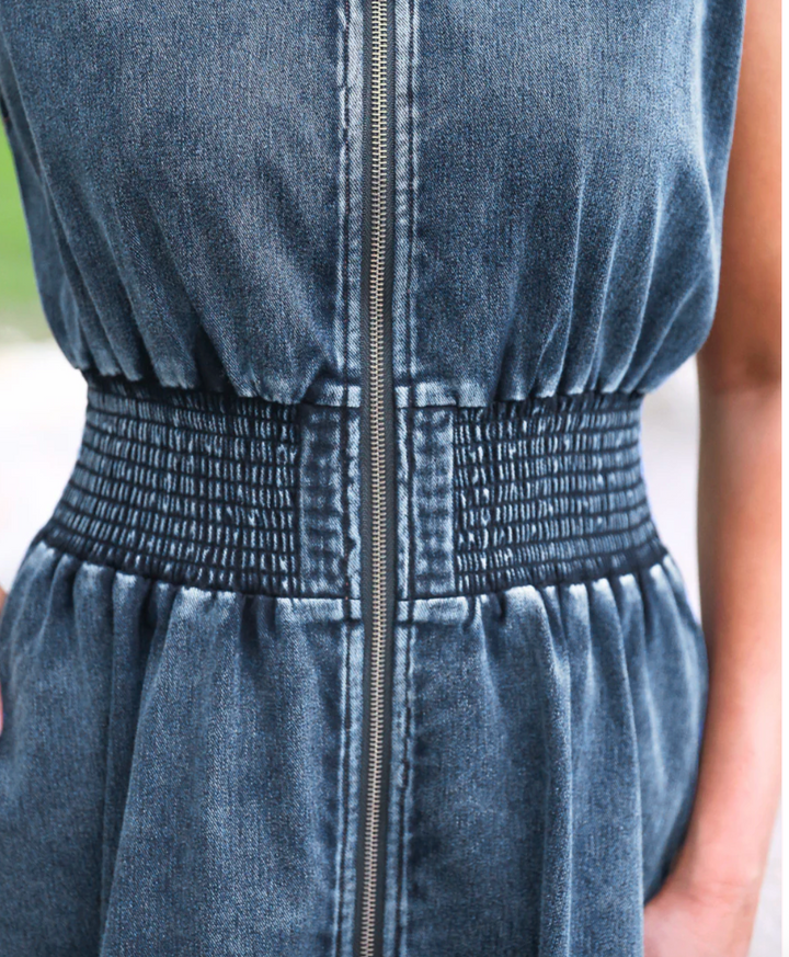 Harper Refined Denim Zipper Dress (2 colors)