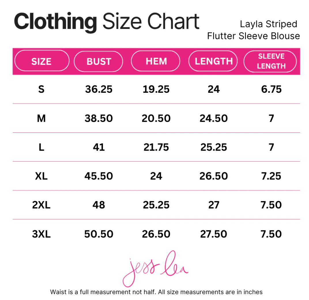 Layla Striped Flutter Sleeve Blouse- (3 colors)