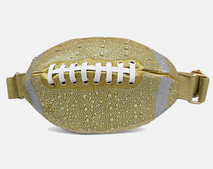 Bling Studded Game Day Football Shape Fanny Pack / Sling Bag