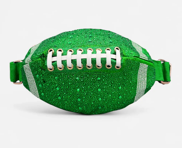 Bling Studded Game Day Football Shape Fanny Pack / Sling Bag