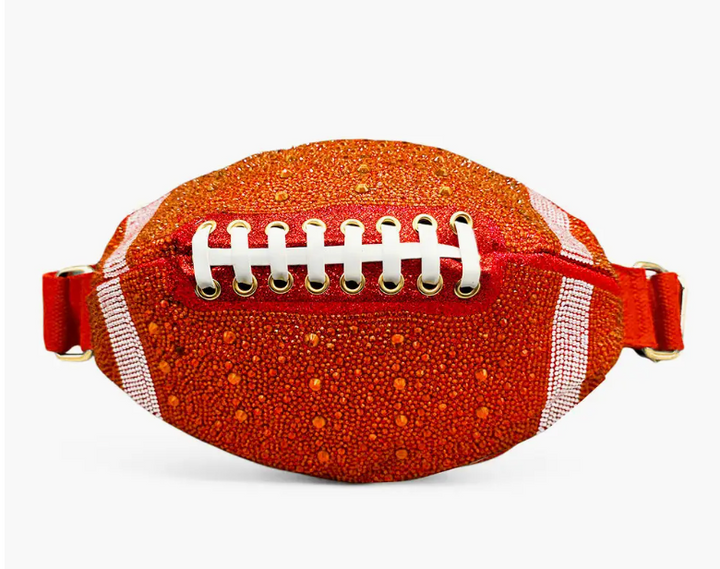 Bling Studded Game Day Football Shape Fanny Pack / Sling Bag