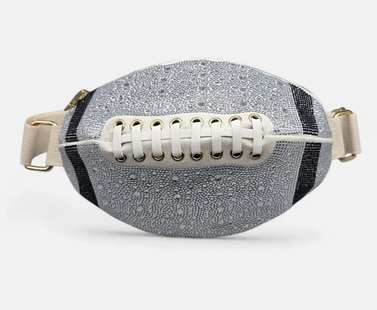 Bling Studded Game Day Football Shape Fanny Pack / Sling Bag