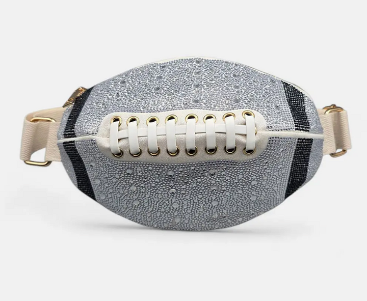 Bling Studded Game Day Football Shape Fanny Pack / Sling Bag