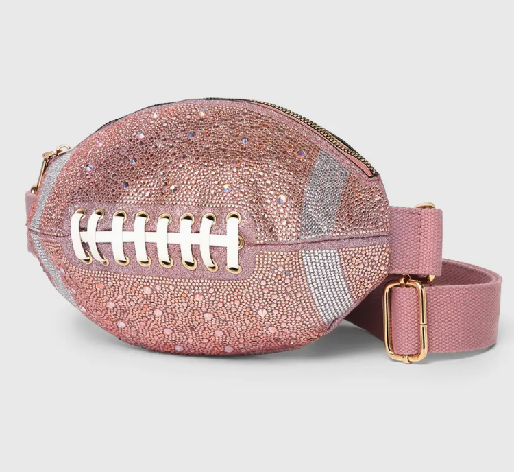 Bling Studded Game Day Football Shape Fanny Pack / Sling Bag